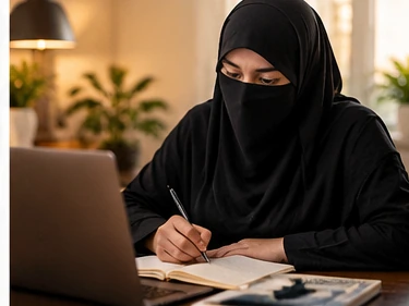 Islamic architectural details representing female teacher courses