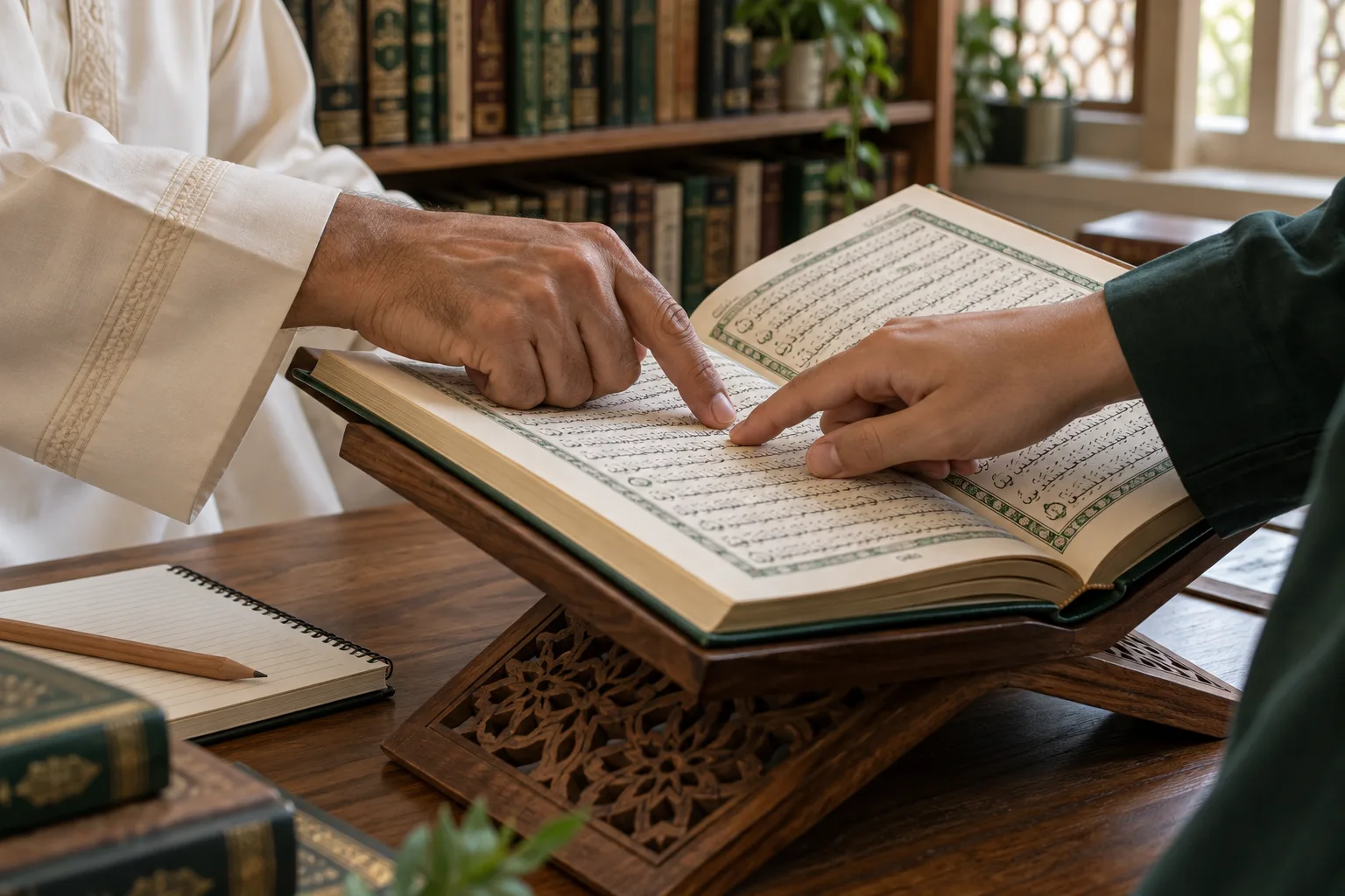 Close-up of Quran pages