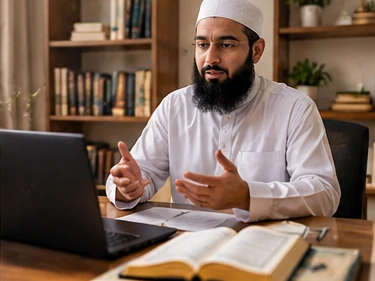Quran study materials representing male teacher courses